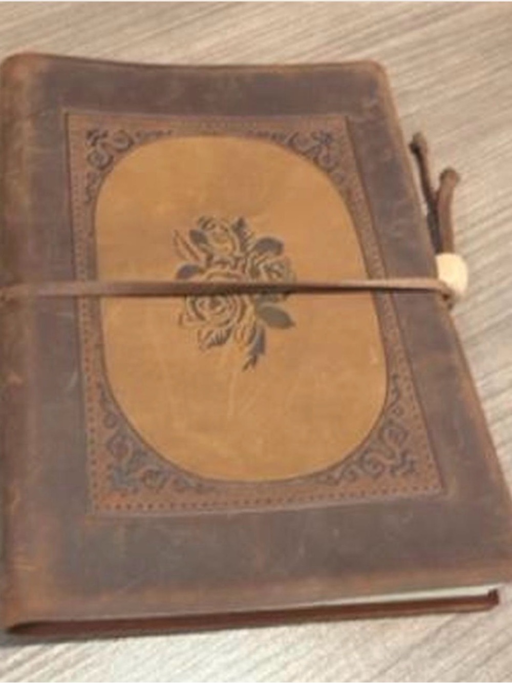 Barnes & Noble Brown Leather-Look Floral Embossed Coffee Table Book